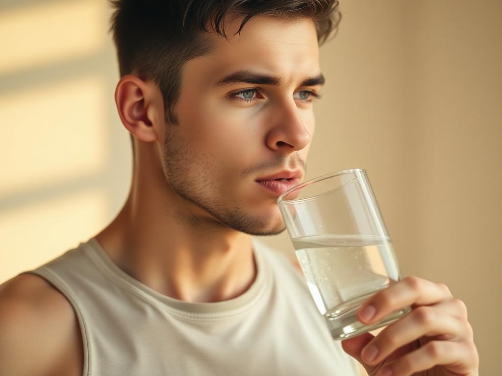 Man drinking electrolyte water after a workout